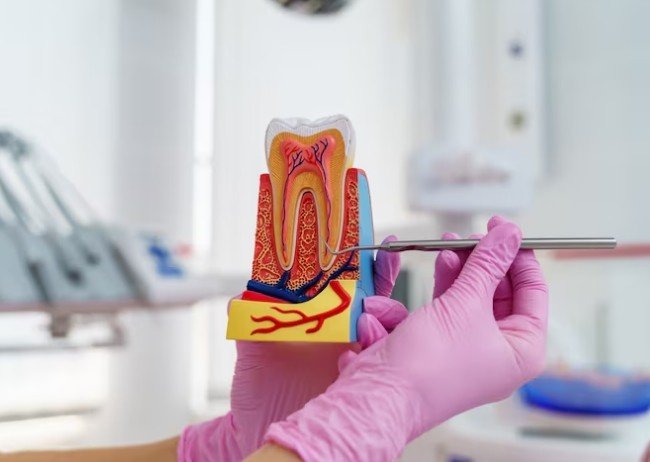 Best Root Canal Service in Kalyanpur with dental model showing tooth anatomy